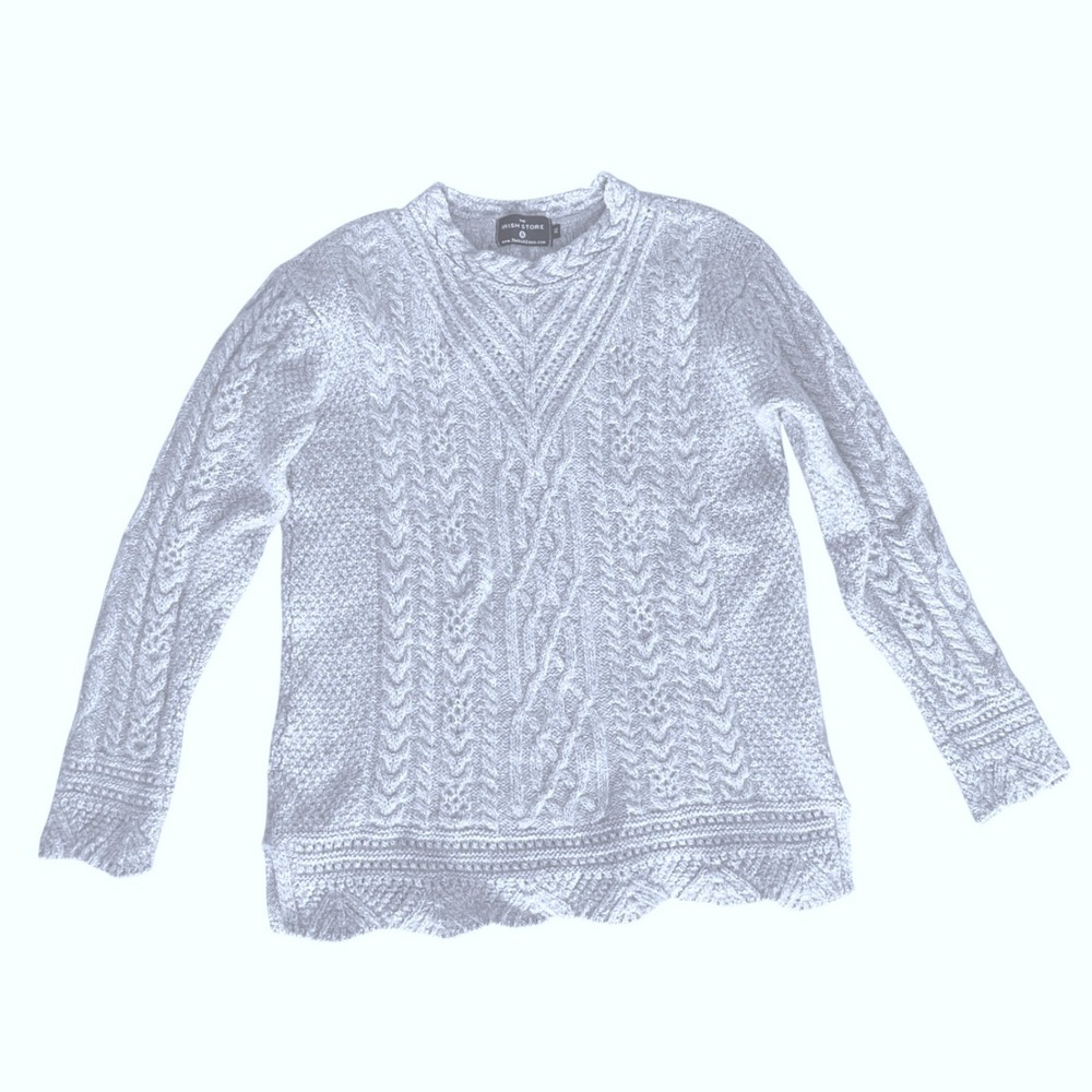 The Irish Store Womens XL Sweater Fishermans‎ Oarmans Cable Knit Blue Indie Boho